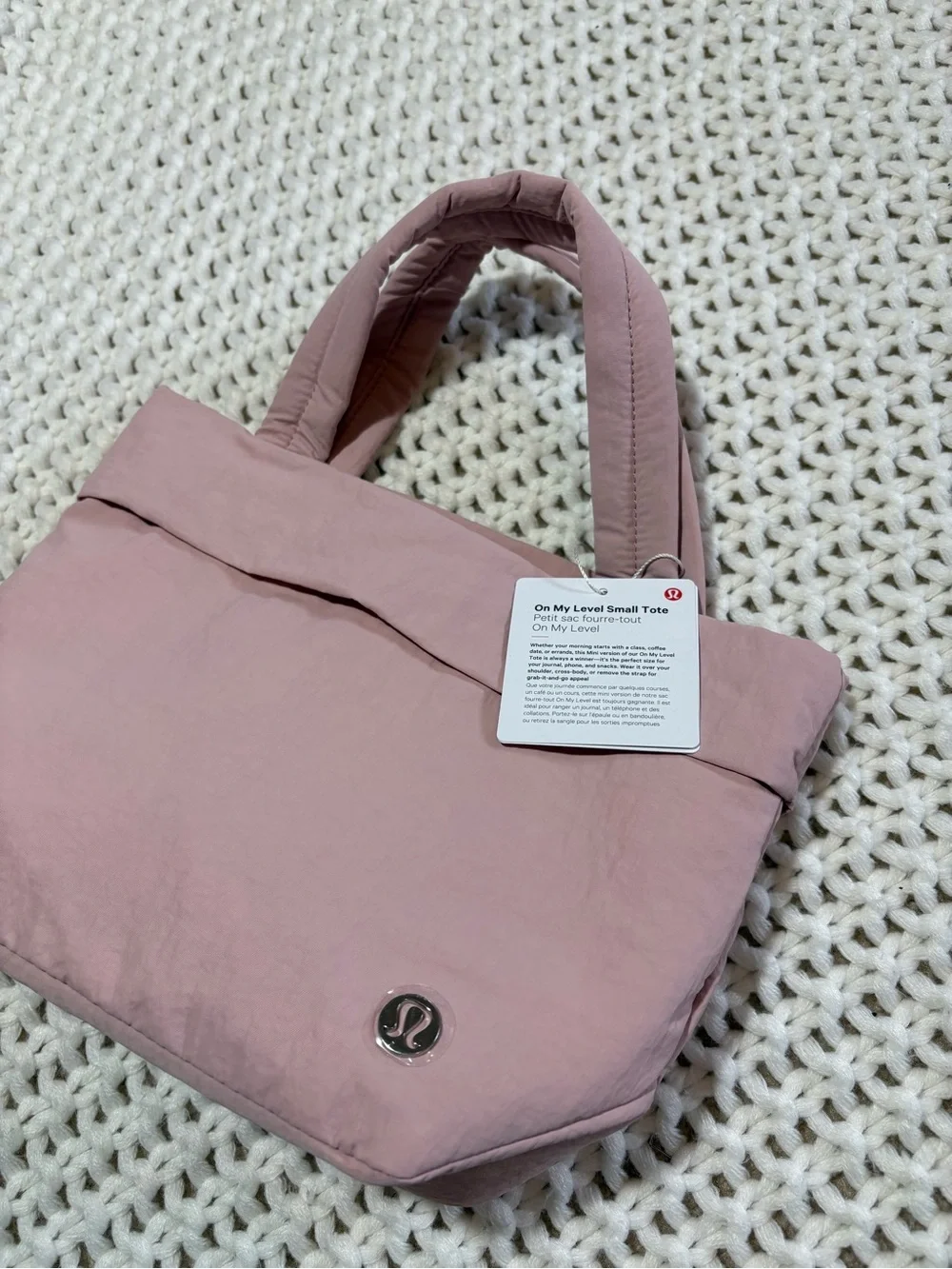 NWT lululemon on my level small tote in pink haze